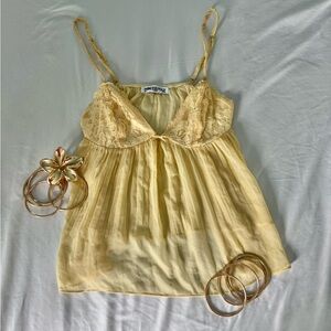 princess polly yellow lace babydoll cami
